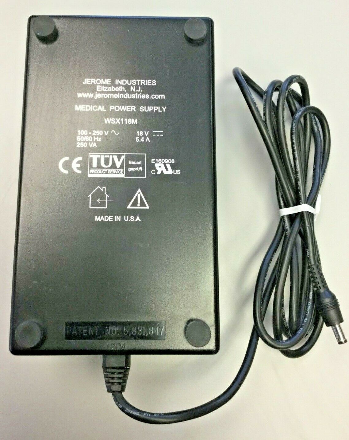 New Jerome Industries WSX118M 18VDC 5.4A Medical Power Supply for Laptop